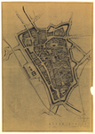 214191 Plattegrond van de binnenstad van Utrecht met weergave van het stratenplan; met weergave van wegen, spoorwegen ...
